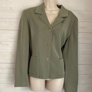 Talbots Size 14 Sage Green 100% Silk Blazer Jacket